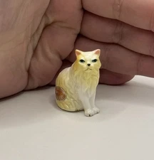 Vintage Bone China Persian Cat Tiny Figurine Miniature Fluffy Kitty