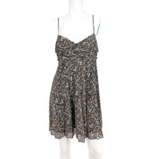 Floral Ruched Mesh Babydoll Mini Dress Festival Coquette Cottage Fairy Y2K Large