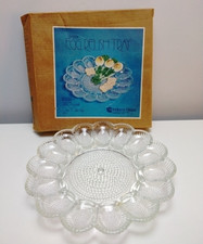 Vintage Indiana Glass 2410 Crystal Egg Relish Tray 11 Boxed