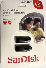 SanDisk 64GB Ultra USB 3.0 Flash Drive - Black, 2 Pieces SDCZ48064GAS162 