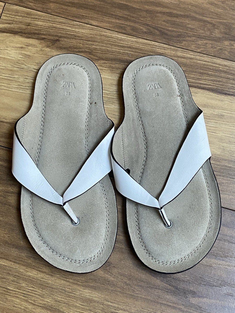 ZARA UNISEX STRAPPY BEIGE LEATHER SANDALS RRP UK