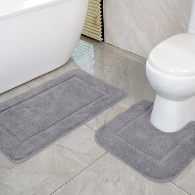 Badematten Set, 2er Pack, Weich, rutschfest, Mikrofaser, Hochdicht, Wasserabs...