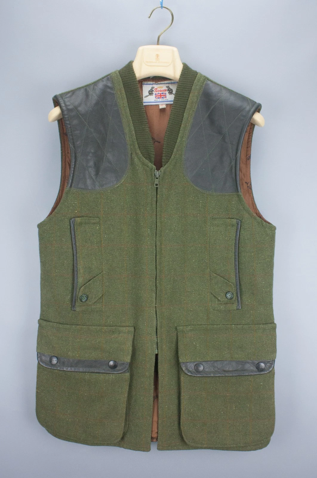 Beaver of Bolton Tweed Shooting Vest Green Hunting Waistcoat Men’s 102 cm / 40"