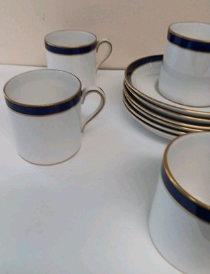  6 Spode Fine Bone China England Demitasse Cup & Saucer Consul Cobalt 