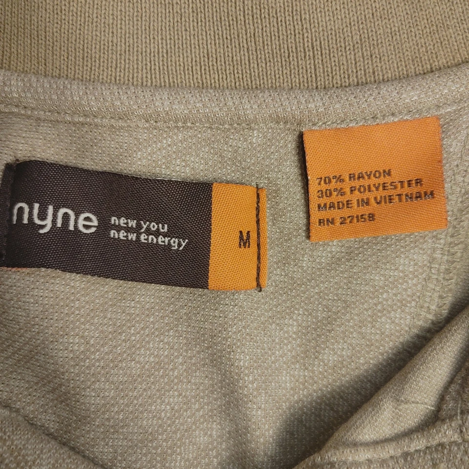 Camiseta polo manga corta NYNE M beige 3/4 botones para hombre Foto 3 de 3