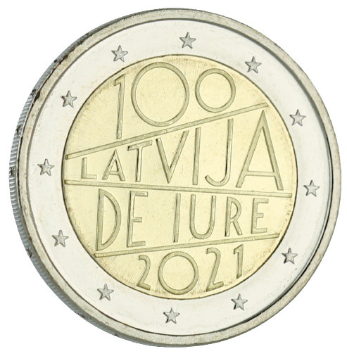 Lettonie 2 Euros Commémo. 2021 - 100 ans de la reconnaissance de jure de la Répu