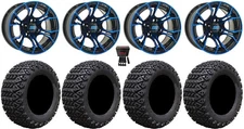 GTW Spyder 12" Golf Cart Wheels Blue 23" X-Trail Tires E-Z-GO & Club Car