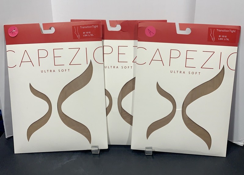 Lot Of 3 NEW Capezio Ultra Soft Transition Tights, # 1916 LSN Light Suntan L/XL