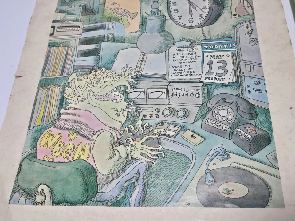 Vtg Gahan Wilson WBCN Radio 1960's RARE Poster Limited Printing Cartoon Sardonic - Image 4 of 4