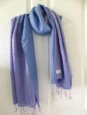 New Purple Blue Silk Cashmere Pashmina Lightwt Scarf Wrap Shawl w fringe 28x80"