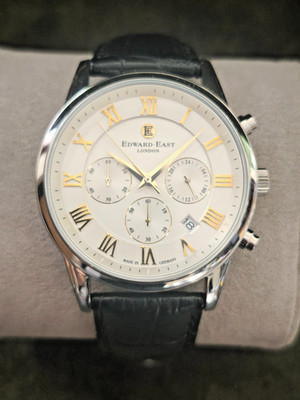 Rare Edward East London Mens Date Chronograph Classic Style Watch + New Battery