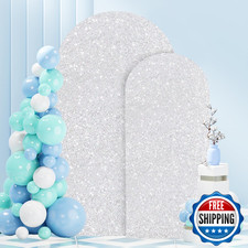 FANPROMS 2 Silver Sequin Arch Covers for 7.2FT 6FT Balloon Arch Stand