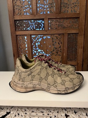 Gucci Run Monogram Sneakers Mens Size 10 US NEW in Box with Dust Bags Laces Shoe