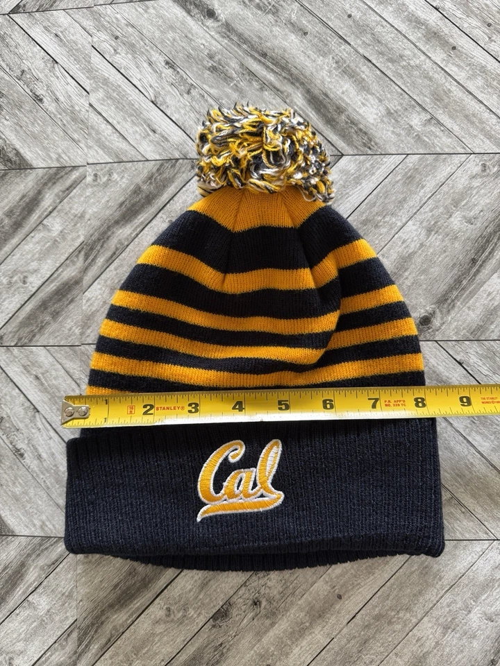 Chapéu gorro Cal Bears futebol NCAA College Pom Pom azul listrado ao ar livre elástico - Imagem 4 de 4