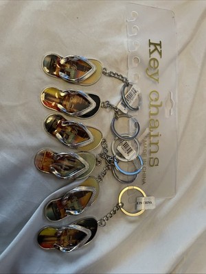 Vintage Chicago Silvertone Flipflop Souvenir Keychain Keyring- Lot of 6