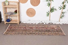 Decorative Rug, Brown Floral Paisley 2.4x5.8 ft