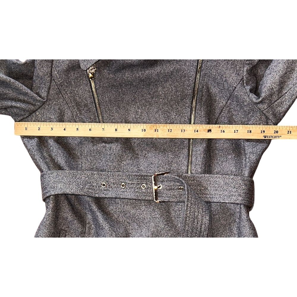 NWOT Michael Kors Asymmetrical Wool Blend Gray Trench Coat 10 thumbnail 3