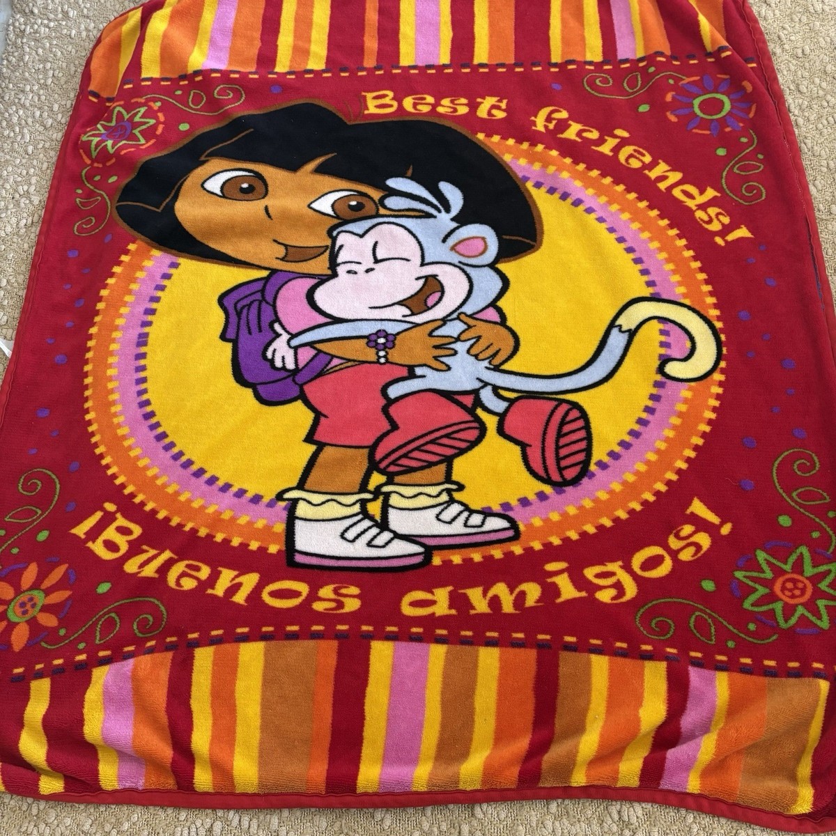 VTG Dora the Explorer Fleece Blanket Double Sided Dora Boots