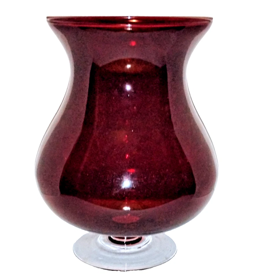Castiçal vintage PartyLite P9099 vermelho rubi com pé de vidro furacão, aposentado  - Imagem 3 de 4