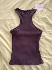 Missguided Chocolate Rib RACR Vest Size 8