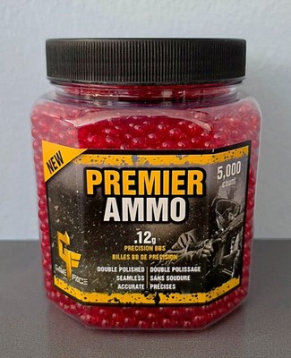 Game Face Premier Ammo 5000 Count .12g Airsoft BBs Red Precision BB Pellets