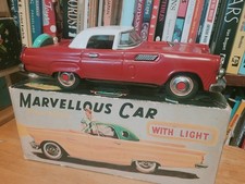 VERY NICE 1950'S T.N. BATTERY OPERATED TIN FORD THUNDERBIRD MARVELOUS CAR W/ BOX