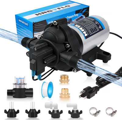 Industrial Grade 110V AC Diaphragm Water Pressure Pump, 4.0 GPM Flow & 50 PSI Ra