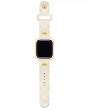 Tory Burch the T Monogram White Silicone Strap for Apple Watch 41mm - White NEW
