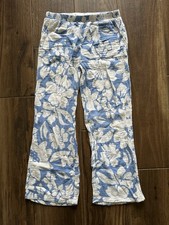 Grayson Threads Kids Girls XL (14) Blue White Floral Cotton Gauze Pull On Pants