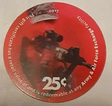 16F25   AAFES Pog  2017 U.S. ARMY Money, Extra  Fine