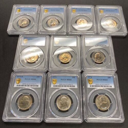 Lot of 10 Washington Quarters, PCGS Secure w/ True Views- Rainbow Album Toned - Picture 6 of 12