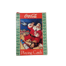 VTG 1992 Coca Cola Playing Cards Santa Claus Helicopter Merry Christmas Holly