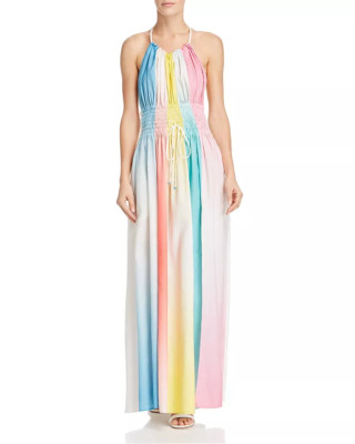 $399 A Mere CO. Women's Multicolor Ombre Smocked Maxi Dress Size XS *REPAIRED*