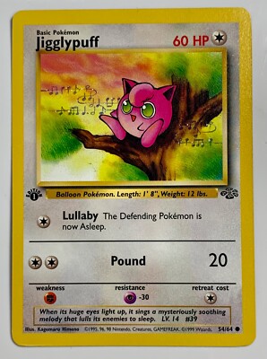 jigglypuff pokemon card 1995 value Buy Ultimate Autographed Vintage 1st Gen  Jason Paige Shop 20 Retreat Cost Jigglypuff - 54/64 - 1st