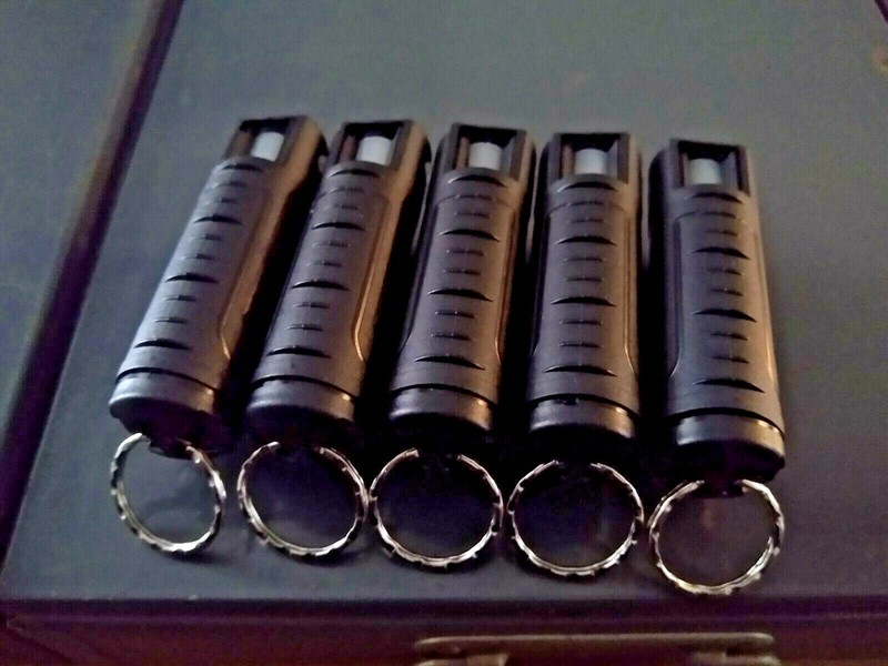Qty. 5 FULL pepper spray canisters keychain w/ safety lock mace personal defense
