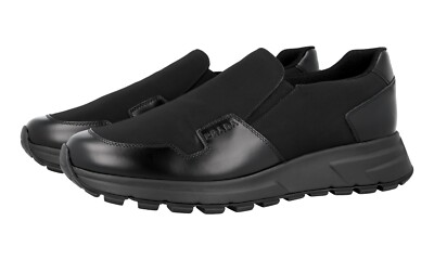 PRADA Leather Nylon PRAX Slip-on Sneakers - 4D3480 Black NEW -  US 11 EU 44