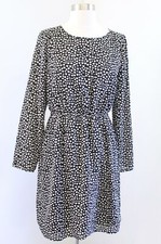 J Crew Mercantile Womens Novelty Heart Print Tulip Hem Dress Size 4 Black