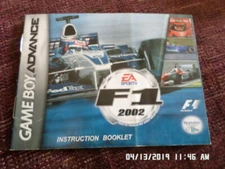 F1 2002 Race (Gameboy Advance GBA) Instruction Manual Only.. NO GAME