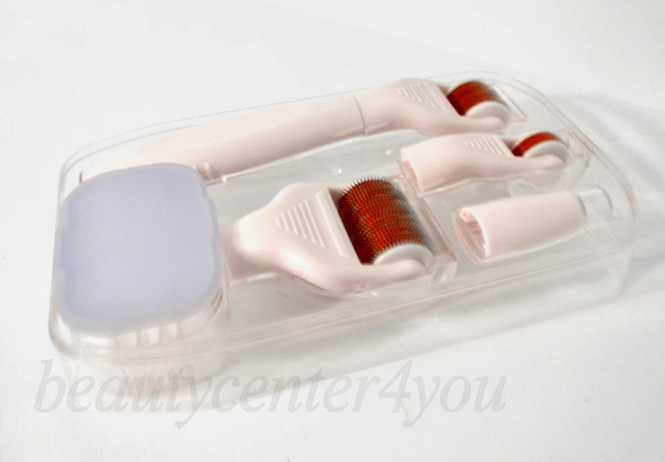 5合1 Derma Roller护肤套装钛合金适用于脂肪团、皱纹、痤疮、疤痕 — 第 3/4 张图片