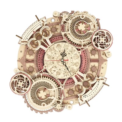 ROKR 3D Mechanical Clock Wooden Puzzle Zodiac Toy DIY Model Kits Kids Gifts New