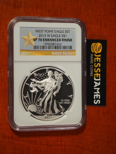 2013 W SILVER EAGLE NGC SP70 ENHANCED FINISH FROM THE WEST POINT EAGLE SET