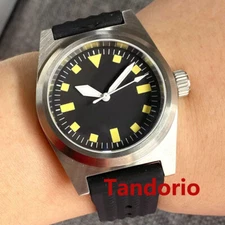 38mm Tandorio Black Dial Sapphire Glass NH35A Automatic Men's Watch 20ATM Diver