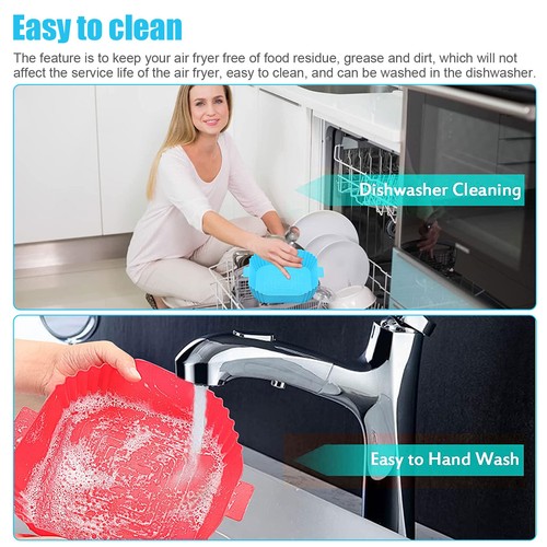 Air Fryer Silicone Pot Basket Liners Non-Stick Safe Oven Baking Tray Accessories - Picture 8 of 50