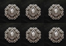 Set of 6 WESTERN SADDLE TACK 1 inch ANTIQUE HORSE SHOE BERRY CONCHOS screw back