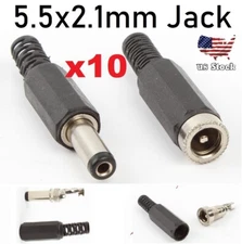 10 Pair (20pcs) 2.1mm x 5.5mm Male + Female DC Power Plug Socket Jack Connector