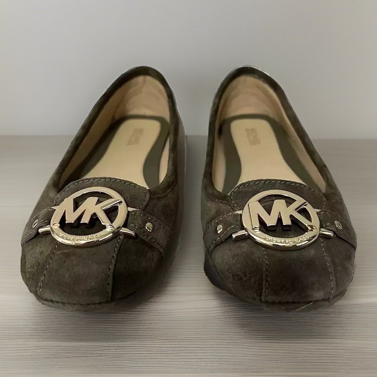 Michael Kors Women’s Suede Fulton Ballet Flats Moss Green Size M