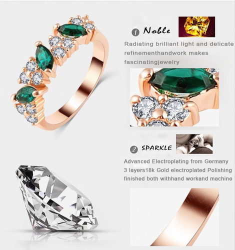 18K Rose Gold Plated Austrian Crystal Fashion Ring Women Wedding Jewelry 6 & 6.5 - Picture 5 of 9