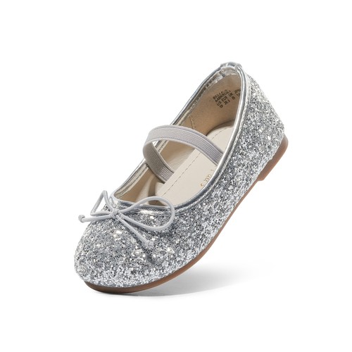 Baby Girls Flat Shoes Glitter Wedding Party Dress Shoes Slip On Ballet Flats - Picture 12 of 16