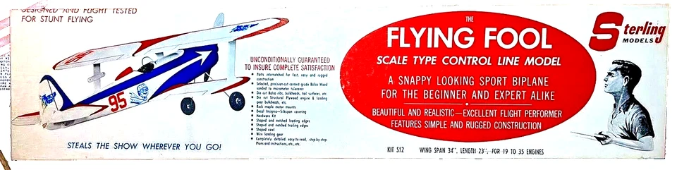 Sterling Model Airplane Plans (UC): FLYING FOOL 34" Biplane Stunt for .19-.35 - Image 3 of 3
