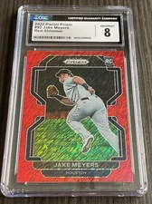 2022 PANINI PRIZM JAKE MEYERS RED SHIMMER RC #ED 2/7 # 92 CGC 8